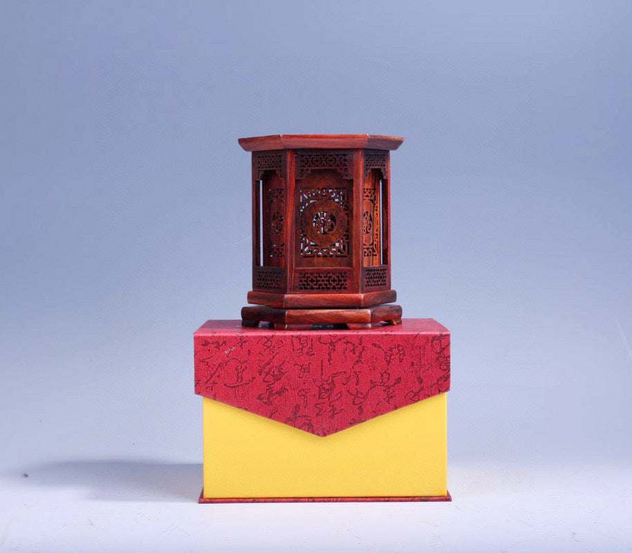 Hexagonal Rosewood Pen Holder | Fu Carving | Handmade