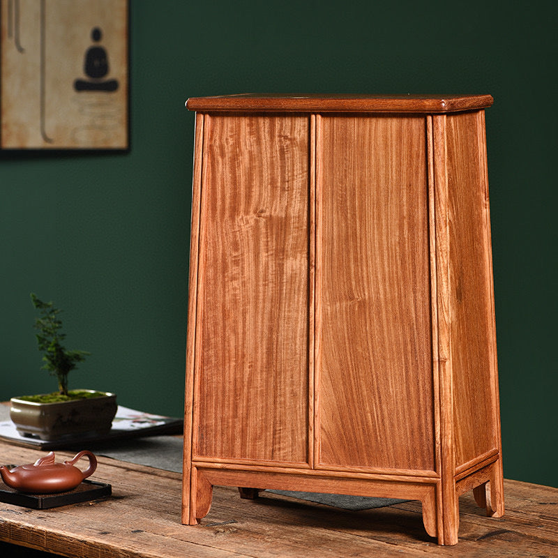 Burmese Padauk Ming-Style Cabinet – Rounded Corners – 40×22×58cm – Solid Wood – Detachable Doors