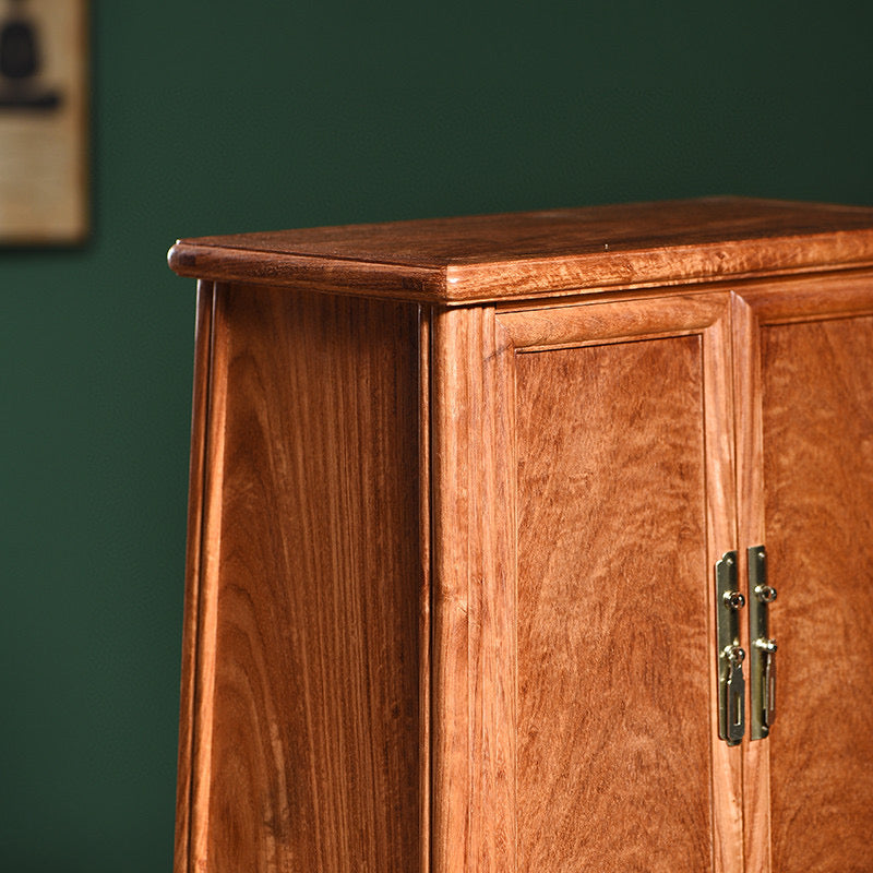 Burmese Padauk Ming-Style Cabinet – Rounded Corners – 40×22×58cm – Solid Wood – Detachable Doors