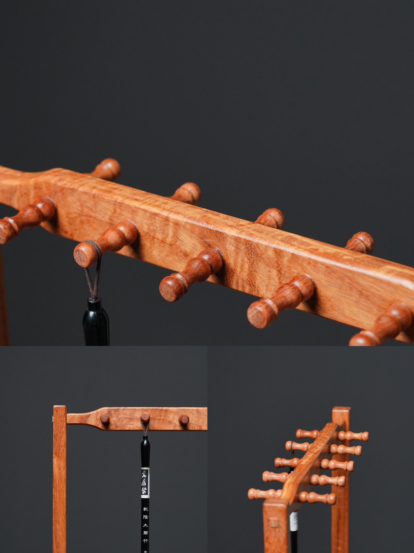 High-Quality Hardwood Calligraphy Pen Holder with Mortise & Tenon Joints, Dismountable - 26x13.5x41cm
