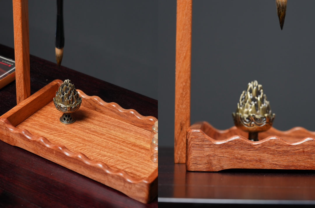 High-Quality Hardwood Calligraphy Pen Holder with Mortise & Tenon Joints, Dismountable - 26x13.5x41cm