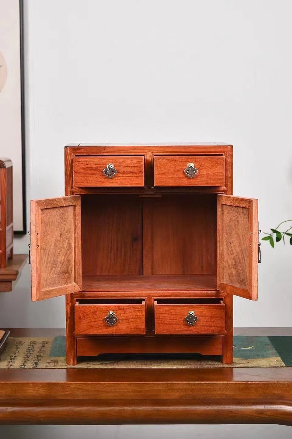 Square Corner Cabinet – Solid Burmese Padauk – Mortise & Tenon Joinery (37×24×48cm)