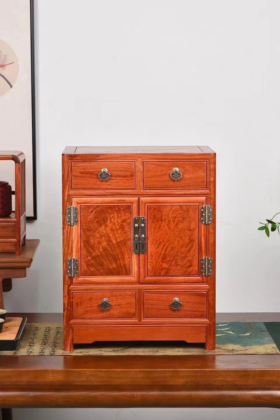 Square Corner Cabinet – Solid Burmese Padauk – Mortise & Tenon Joinery (37×24×48cm)