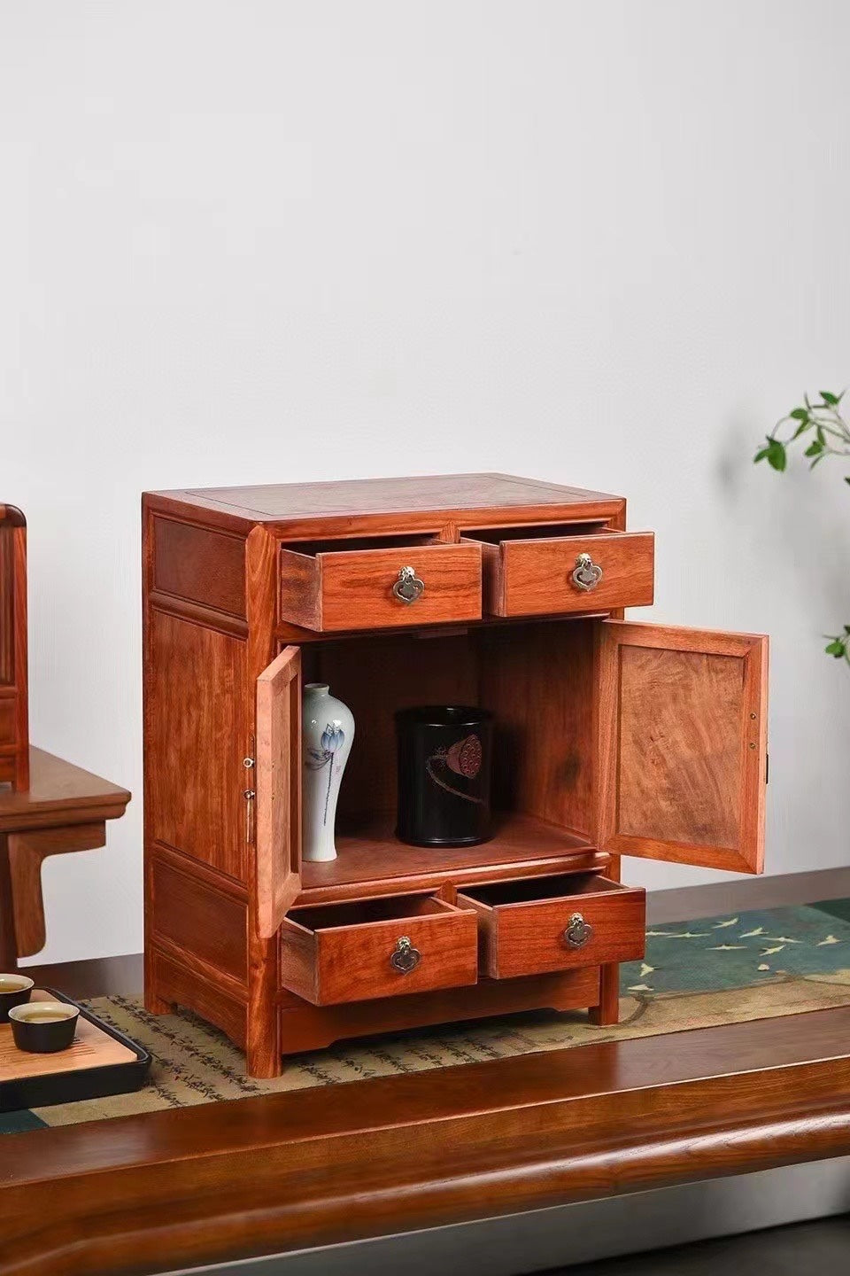 Square Corner Cabinet – Solid Burmese Padauk – Mortise & Tenon Joinery (37×24×48cm)