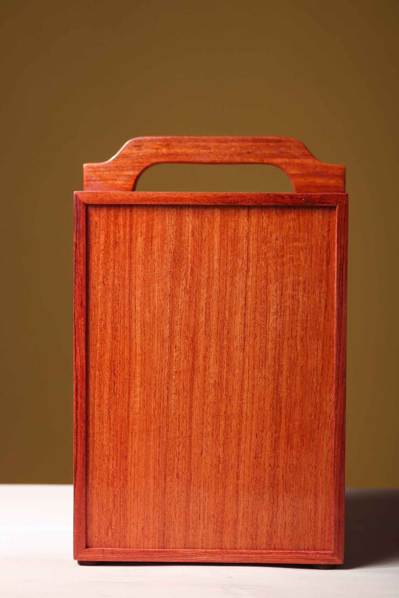 Portable 5-Drawer Chest in Burmese Padauk – Mortise and Tenon, Solid Panel, Elegant Craft