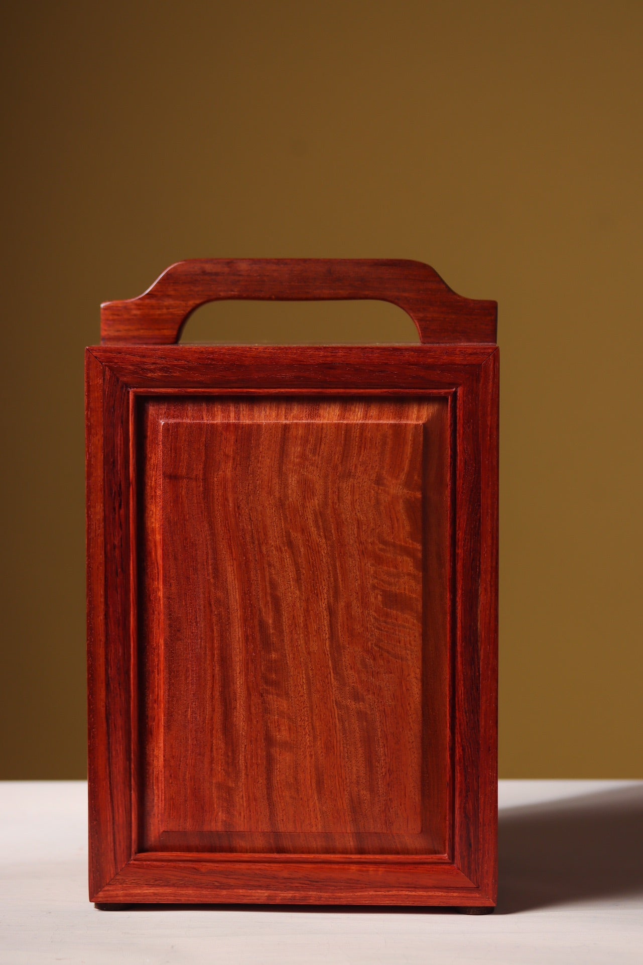 Portable 5-Drawer Chest in Burmese Padauk – Mortise and Tenon, Solid Panel, Elegant Craft