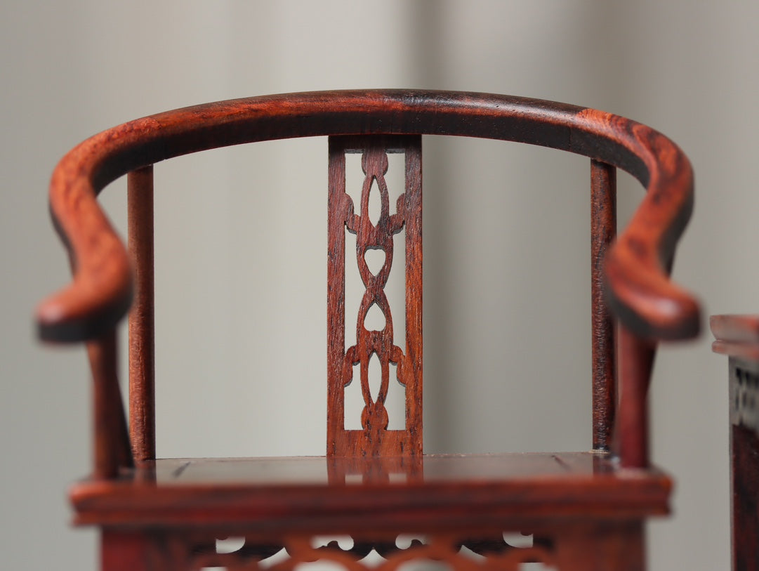 Miniature Rosewood Armchair Set (3-Piece) – Classical Chinese Display Furniture
