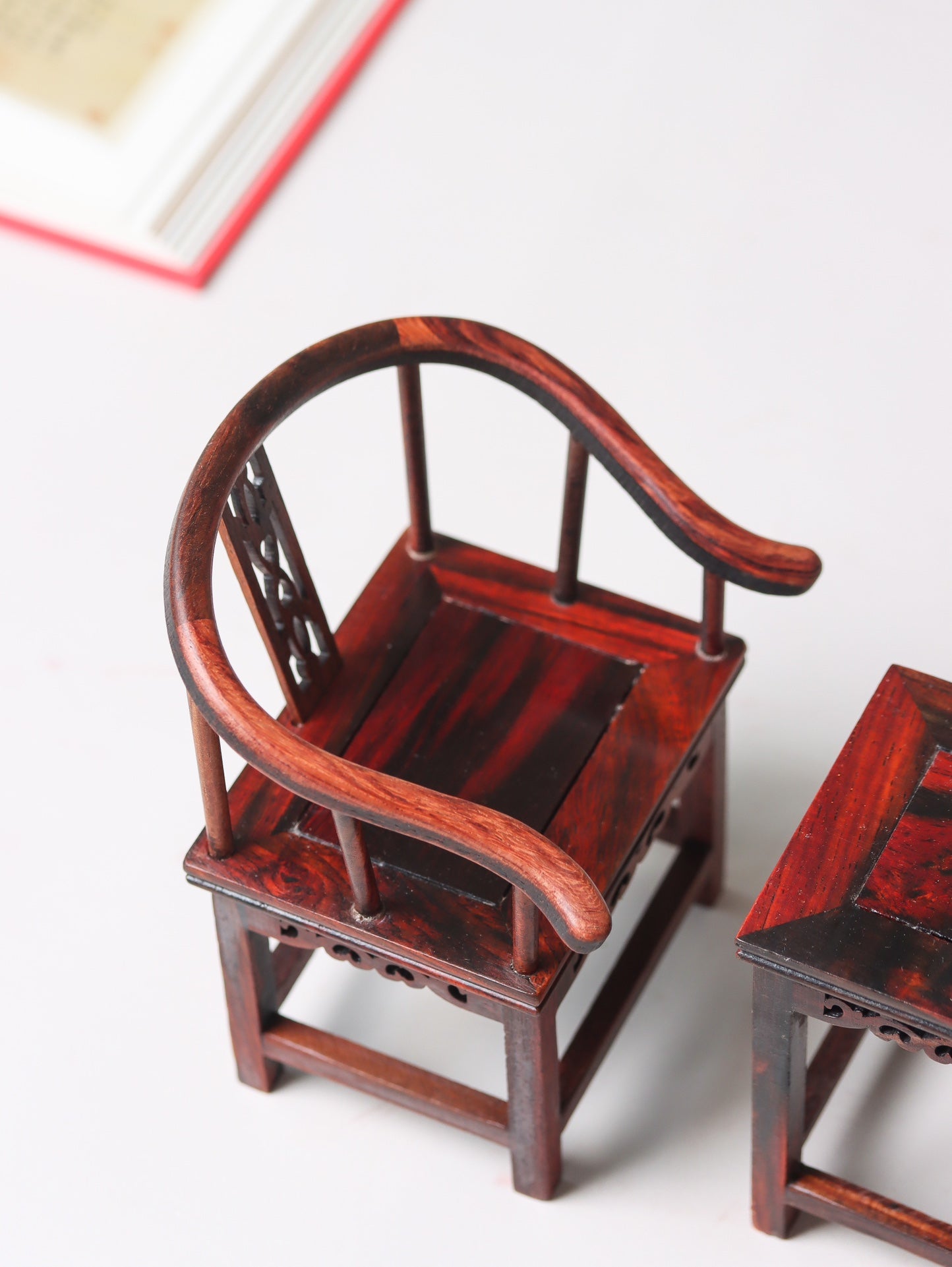 Miniature Rosewood Armchair Set (3-Piece) – Classical Chinese Display Furniture