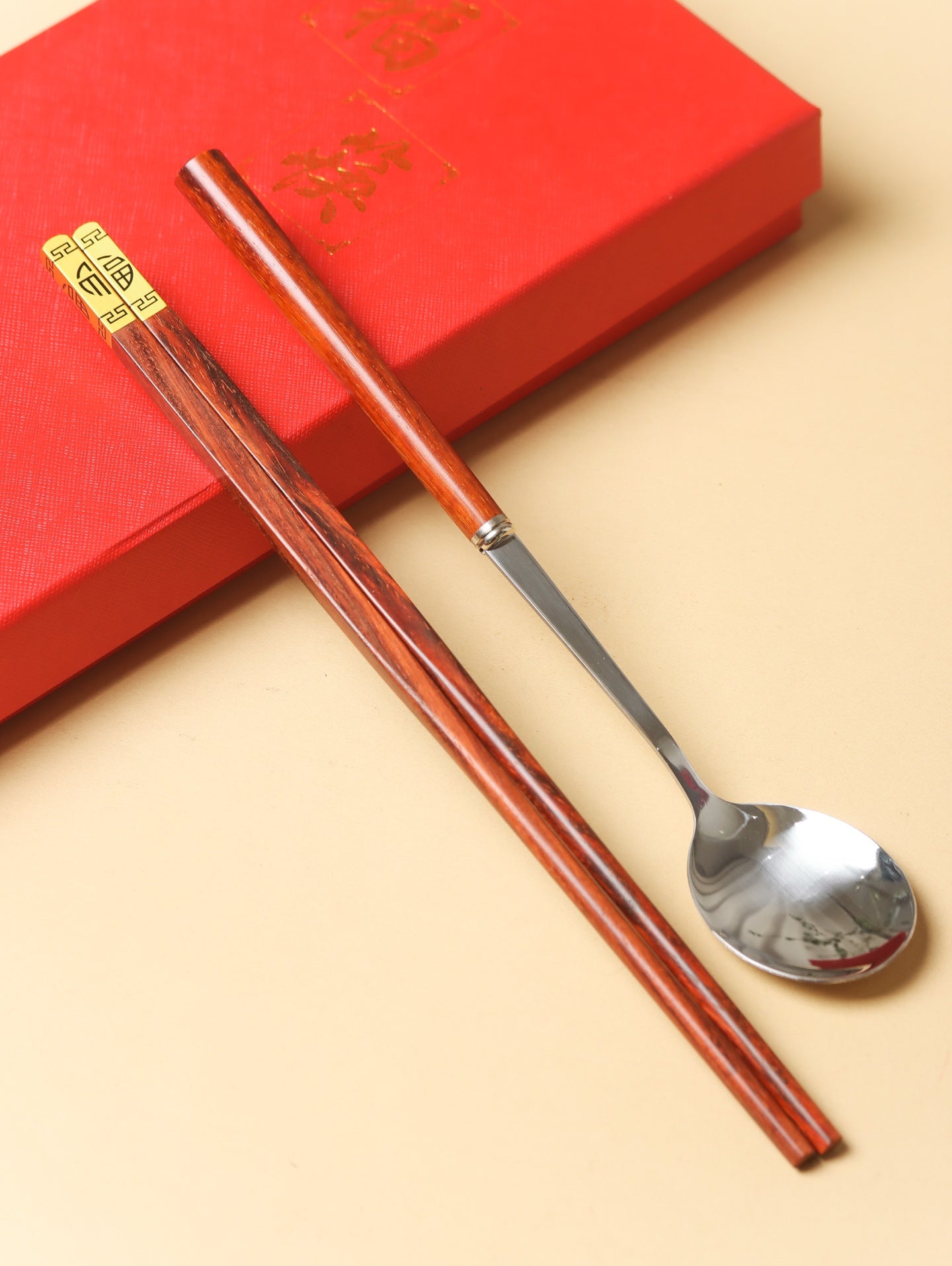 Premium Indian Rosewood Chopsticks & Spoon Set – Handcrafted, 25cm Chopsticks & 22cm Spoon