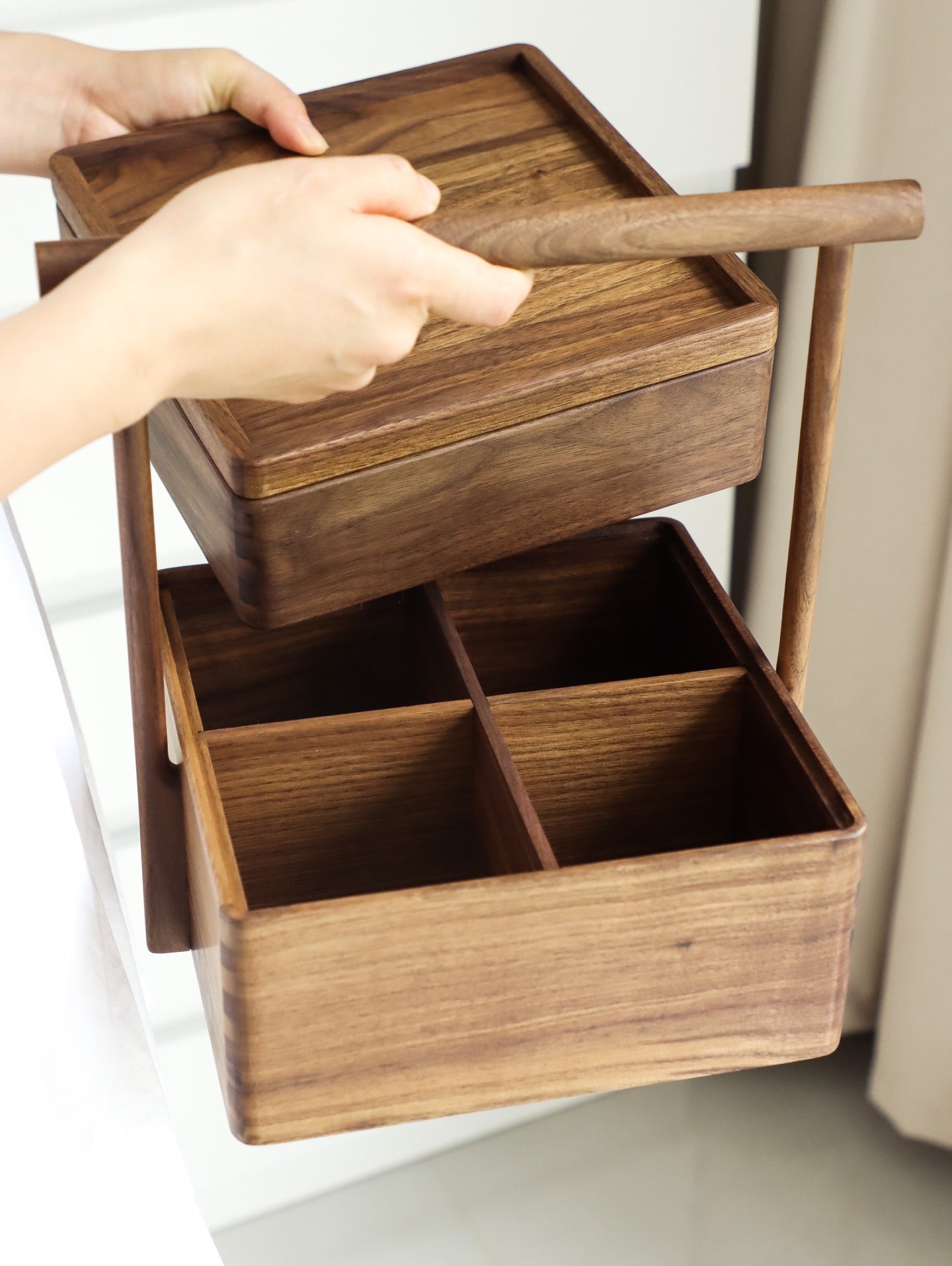 Handheld Tea Ceremony Box - North American Black Walnut | Premium Tea Storage Box