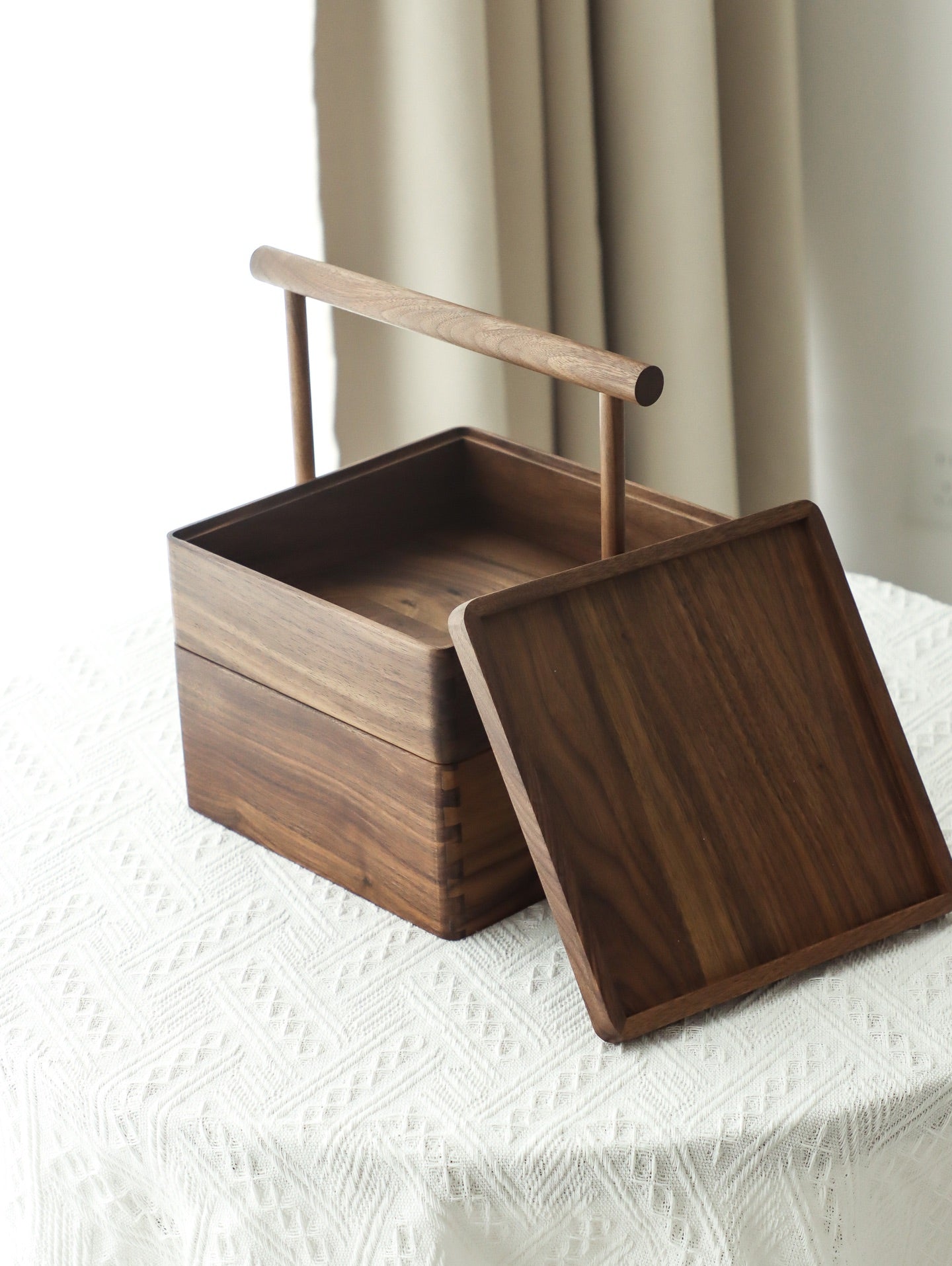 Handheld Tea Ceremony Box - North American Black Walnut | Premium Tea Storage Box