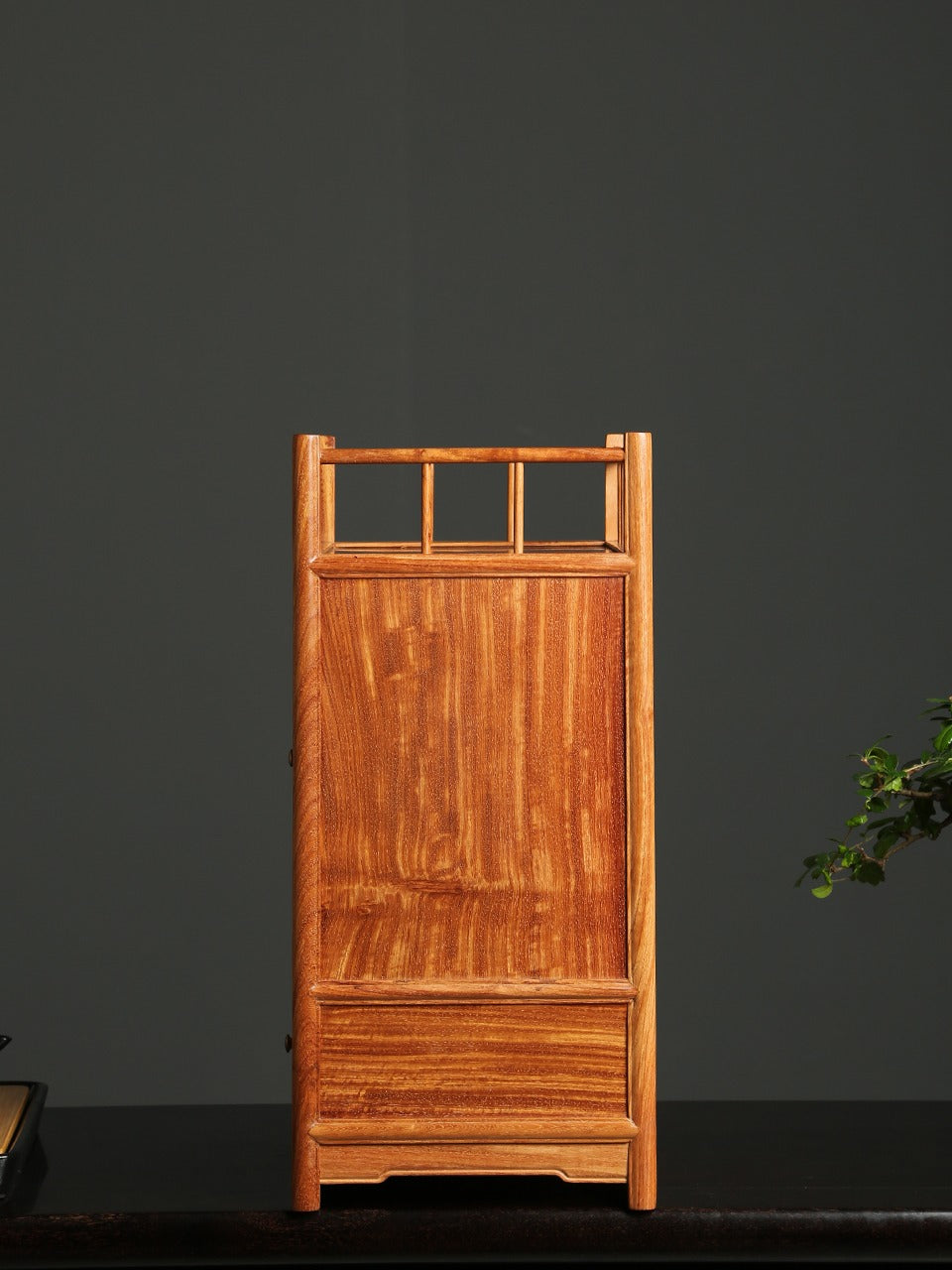 Tea Cabinet with Double Drawers – Solid Burmese Padauk – Mortise & Tenon Craftsmanship (38.5×22.5×48cm)