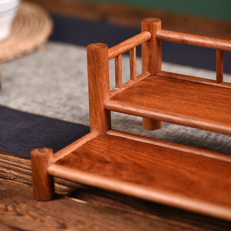 Two-Tier Wooden Cup Rack – Solid Burmese Padauk – Minimalist Design (37×19.5×11cm)