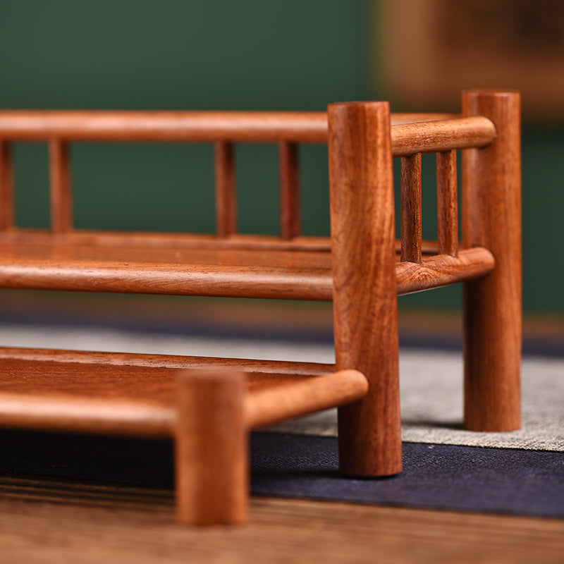 Two-Tier Wooden Cup Rack – Solid Burmese Padauk – Minimalist Design (37×19.5×11cm)