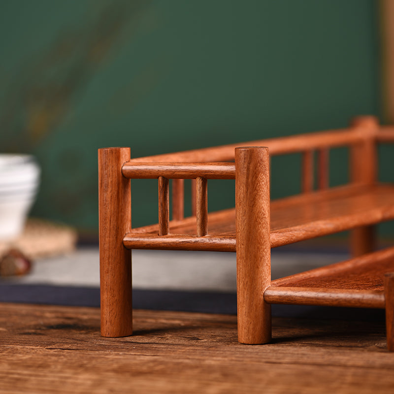 Two-Tier Wooden Cup Rack – Solid Burmese Padauk – Minimalist Design (37×19.5×11cm)