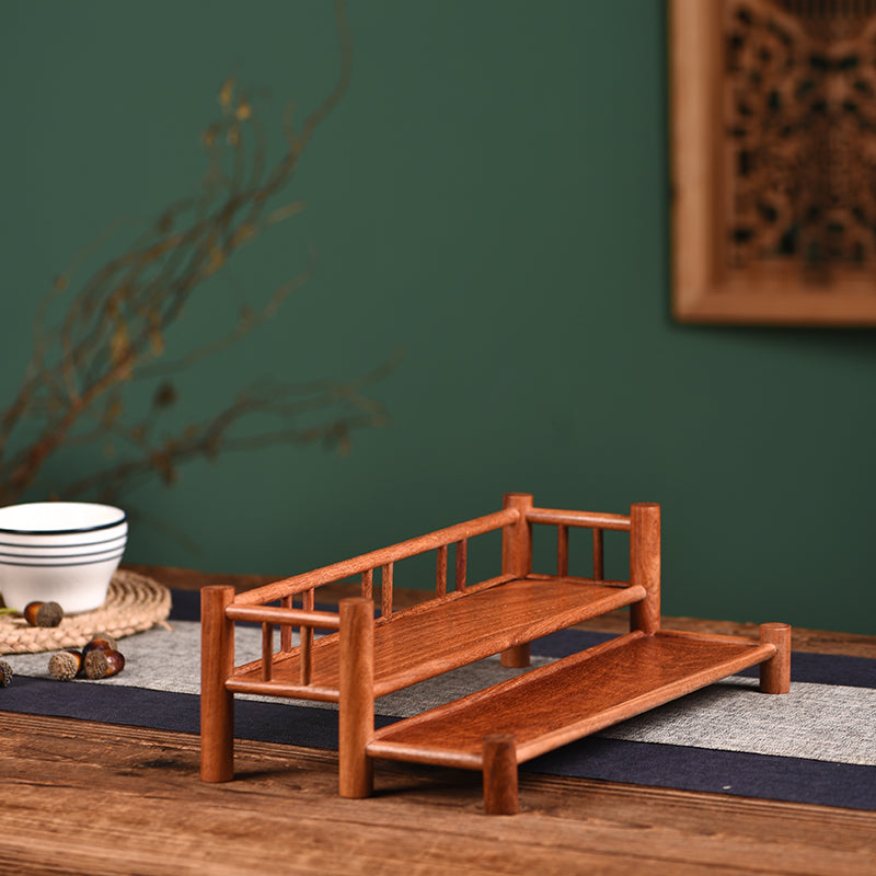 Two-Tier Wooden Cup Rack – Solid Burmese Padauk – Minimalist Design (37×19.5×11cm)