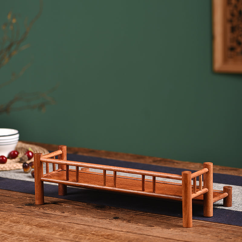 Two-Tier Wooden Cup Rack – Solid Burmese Padauk – Minimalist Design (37×19.5×11cm)