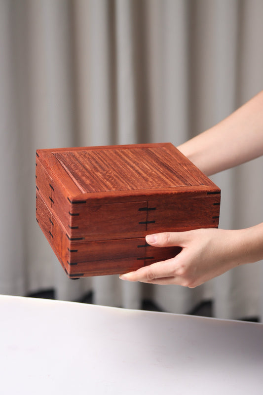 Creative Rotating Luban Puzzle Box with 8 Compartments | Burmese Padauk Storage Box