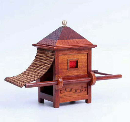 Burmese Padauk Vintage Sedan Chair Model – Handcrafted Wooden Décor