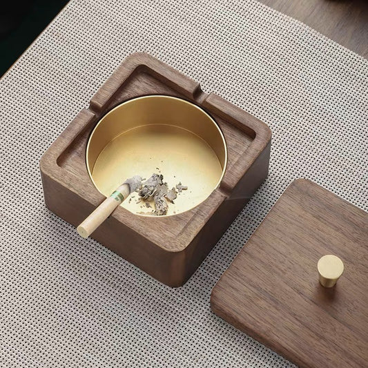 Luxe Square Ashtray - North American Black Walnut | Premium Smoking Accessory
