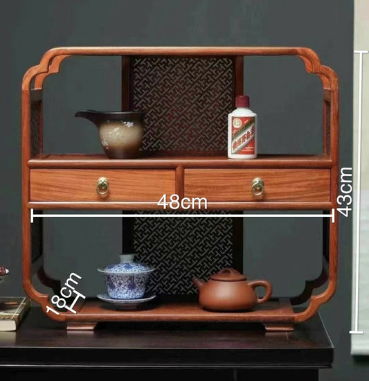 Burmese Padauk Tea Side Cabinet with Carved Acanthus Corners – Hollowed Design & Refined Craft