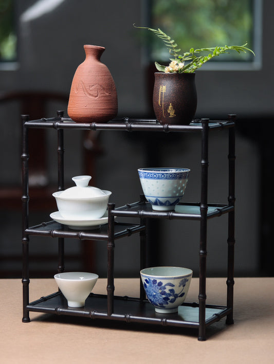 Zitan “Bamboo Style” Curio Display Shelf – Handcrafted Decorative Rack