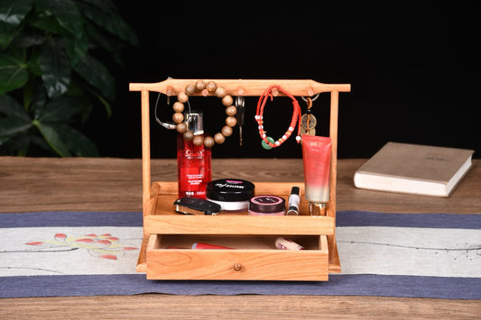 Burmese Padauk Organizer Rack – Solid Single-Slab, Mortise & Tenon Joinery, Rustic Elegance