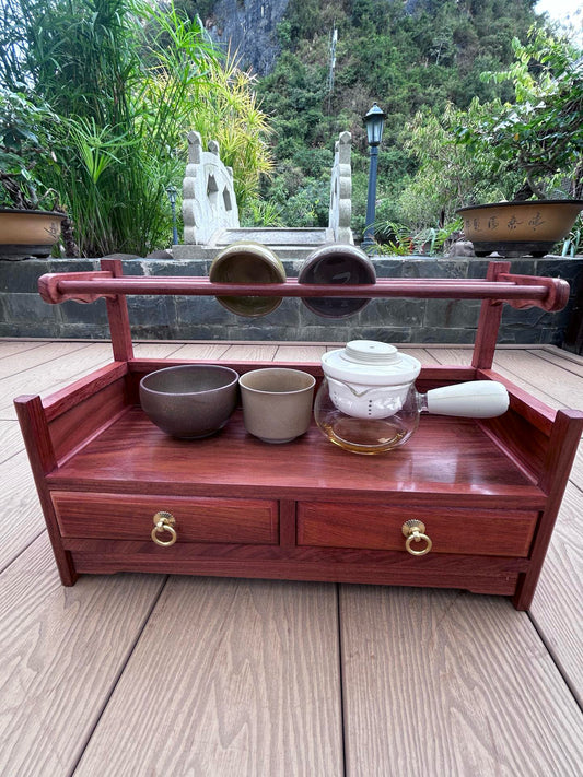 New Burmese Padauk Tea Side Cabinet – Solid Single-Slab Wood, Gift-Ready