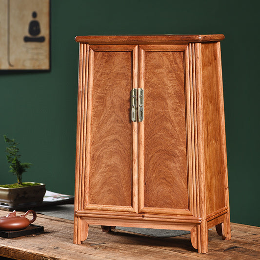 Burmese Padauk Ming-Style Cabinet – Rounded Corners – 40×22×58cm – Solid Wood – Detachable Doors