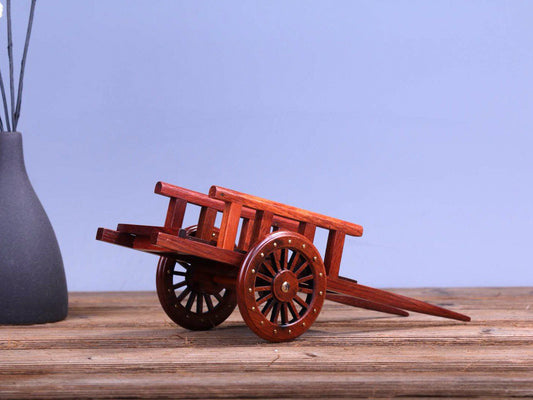 Antique Wooden Handcart Model – Burmese Padauk Craftwork