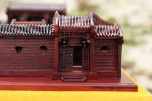 Beijing Siheyuan Model – Burmese Rosewood Handcrafted with Glass Display Case