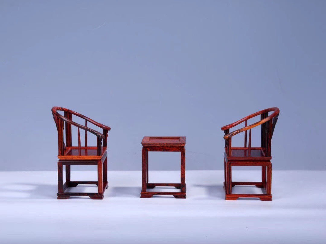 Rosewood Imperial Chair 3-Piece Miniature Set – Classical Chinese Display Furniture