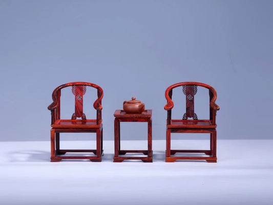 Rosewood Imperial Chair 3-Piece Miniature Set – Classical Chinese Display Furniture