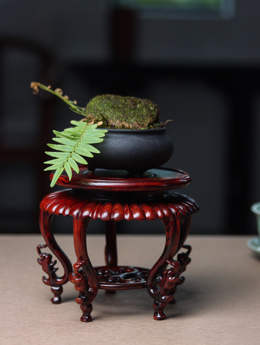 Hollow Gourd-Inspired Incense Stand in South American Rosewood – Carved Base for Artistic Display