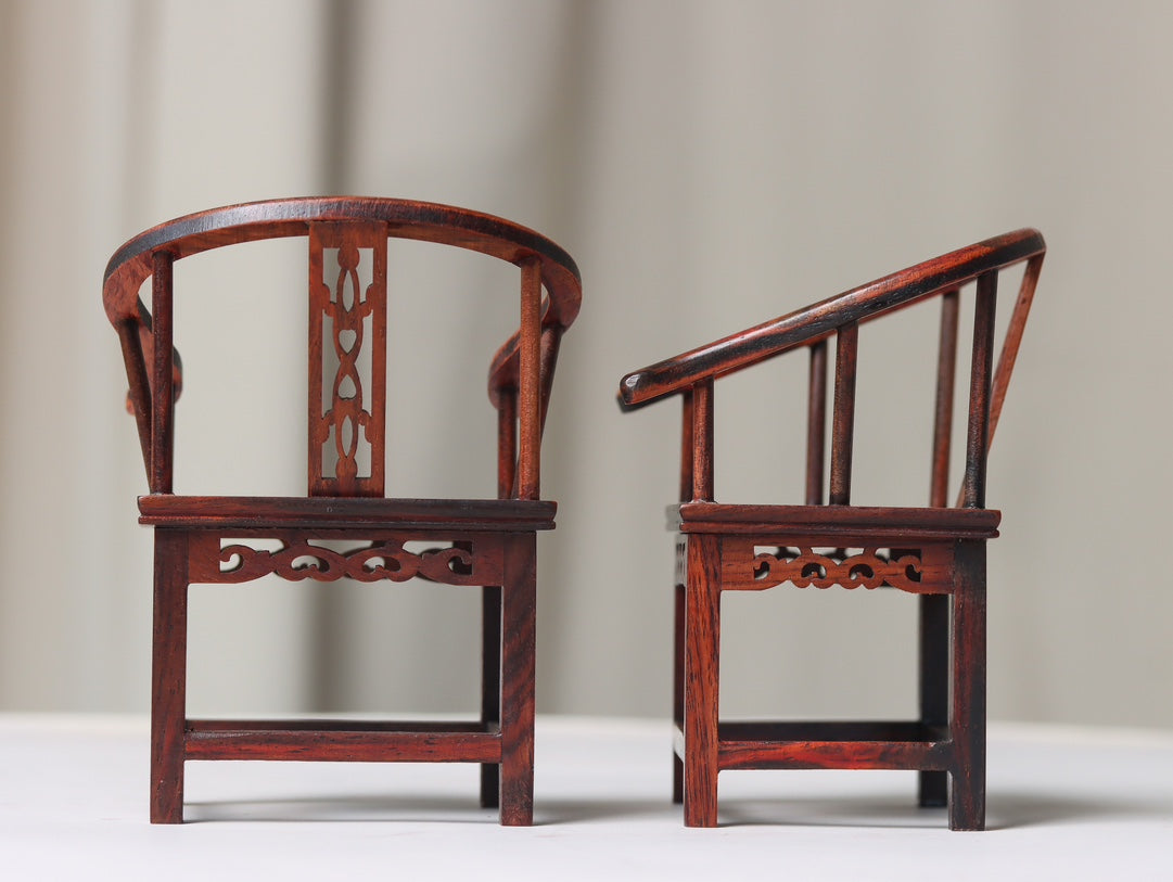 Miniature Rosewood Armchair Set (3-Piece) – Classical Chinese Display Furniture