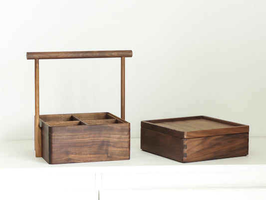 Handheld Tea Ceremony Box - North American Black Walnut | Premium Tea Storage Box